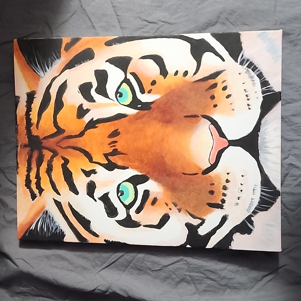 Hand painted Tiger portrait canvas art
